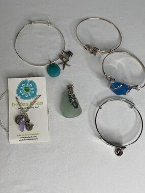 Mermaid and Sea Glass Bracelet Lot